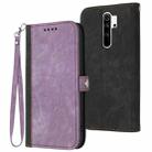 For Xiaomi Redmi Note 8 Pro Side Buckle Double Fold Hand Strap Leather Phone Case(Purple) - 1