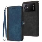 For Xiaomi Poco M5 Side Buckle Double Fold Hand Strap Leather Phone Case(Royal Blue) - 1