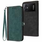 For Xiaomi Poco M5 Side Buckle Double Fold Hand Strap Leather Phone Case(Dark Green) - 1