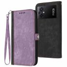 For Xiaomi Poco M5 Side Buckle Double Fold Hand Strap Leather Phone Case(Purple) - 1