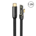 USAMS US-SJ584 PD 100W Iceflake Series Type-C to Type-C Right Angle Transparent Fast Charge Data Cable, Cable Length:1.2m(Black) - 1