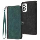 For Samsung Galaxy A32 4G Side Buckle Double Fold Hand Strap Leather Phone Case(Dark Green) - 1