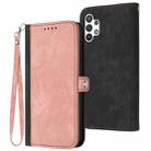 For Samsung Galaxy A32 5G Side Buckle Double Fold Hand Strap Leather Phone Case(Pink) - 1