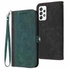 For Samsung Galaxy A72 5G / 4G Side Buckle Double Fold Hand Strap Leather Phone Case(Dark Green) - 1