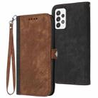 For Samsung Galaxy A72 5G / 4G Side Buckle Double Fold Hand Strap Leather Phone Case(Brown) - 1