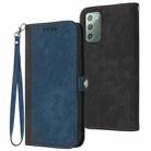 For Samsung Galaxy Note20 Side Buckle Double Fold Hand Strap Leather Phone Case(Royal Blue) - 1