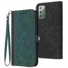 For Samsung Galaxy Note20 Side Buckle Double Fold Hand Strap Leather Phone Case(Dark Green) - 1