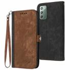 For Samsung Galaxy Note20 Side Buckle Double Fold Hand Strap Leather Phone Case(Brown) - 1