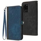 For Samsung Galaxy S20 Ultra Side Buckle Double Fold Hand Strap Leather Phone Case(Royal Blue) - 1