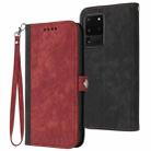 For Samsung Galaxy S20 Ultra Side Buckle Double Fold Hand Strap Leather Phone Case(Red) - 1