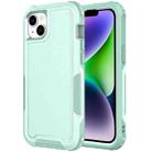 For iPhone 14 3 in 1 Soft TPU and Hard PC Phone Case(Mint Green) - 1