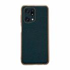 For OPPO Find X5 Pro Genuine Leather Luolai Series Nano Plating Phone Case(Dark Green) - 1