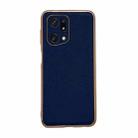 For OPPO Find X5 Pro Genuine Leather Luolai Series Nano Plating Phone Case(Dark Blue) - 1