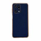 For OPPO Find X5 Genuine Leather Luolai Series Nano Plating Phone Case(Dark Blue) - 1