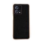 For Motorola Moto S30 Pro Genuine Leather Luolai Series Nano Plating Phone Case(Black) - 1