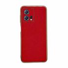 For Motorola Moto S30 Pro Genuine Leather Luolai Series Nano Plating Phone Case(Red) - 1