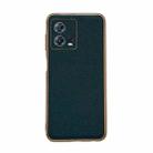 For Motorola Moto S30 Pro Genuine Leather Luolai Series Nano Plating Phone Case(Dark Green) - 1