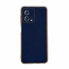 For Motorola Moto S30 Pro Genuine Leather Luolai Series Nano Plating Phone Case(Dark Blue) - 1