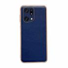 For OPPO Find X5 Pro Genuine Leather Xiaoya Series Nano Plating Phone Case(Blue) - 1