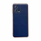 For Motorola Moto S30 Pro Genuine Leather Xiaoya Series Nano Plating Phone Case(Blue) - 1