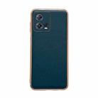 For Motorola Moto S30 Pro Genuine Leather Xiaoya Series Nano Plating Phone Case(Dark Green) - 1