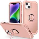 For iPhone 14 Plus 3 in 1 Ring Holder Soft Silicone Hard PC Phone Case(Rose Gold) - 1