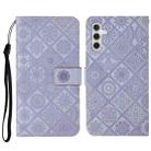 For Samsung Galaxy A14 5G Ethnic Style Embossed Pattern Leather Phone Case(Purple) - 1