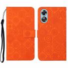 For OPPO A17 Ethnic Style Embossed Pattern Leather Phone Case(Orange) - 1
