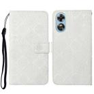 For OPPO A17 Ethnic Style Embossed Pattern Leather Phone Case(White) - 1