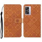 For OPPO A57 2022 Ethnic Style Embossed Pattern Leather Phone Case(Brown) - 1