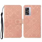 For OPPO A57 2022 Ethnic Style Embossed Pattern Leather Phone Case(Pink) - 1