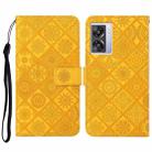 For OPPO A57 2022 Ethnic Style Embossed Pattern Leather Phone Case(Yellow) - 1