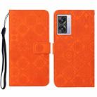 For OPPO A57 2022 Ethnic Style Embossed Pattern Leather Phone Case(Orange) - 1