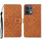 For OPPO Reno8 Ethnic Style Embossed Pattern Leather Phone Case(Brown) - 1