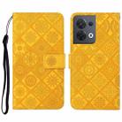 For OPPO Reno8 Ethnic Style Embossed Pattern Leather Phone Case(Yellow) - 1