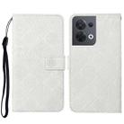 For OPPO Reno8 Ethnic Style Embossed Pattern Leather Phone Case(White) - 1