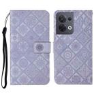 For OPPO Reno8 Ethnic Style Embossed Pattern Leather Phone Case(Purple) - 1