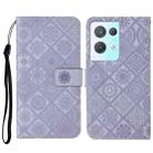 For OPPO Reno8 Pro Ethnic Style Embossed Pattern Leather Phone Case(Purple) - 1