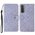 For Samsung Galaxy S23 5G Ethnic Style Embossed Pattern Leather Phone Case(Purple) - 1