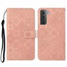 For Samsung Galaxy S23+ 5G Ethnic Style Embossed Pattern Leather Phone Case(Pink) - 1