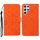 For Samsung Galaxy S23 Ultra 5G Ethnic Style Embossed Pattern Leather Phone Case(Orange) - 1