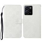 For vivo Y22s Ethnic Style Embossed Pattern Leather Phone Case(White) - 1