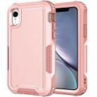 For iPhone XR 3 in 1 PC + TPU Shockproof Phone Case(Pink) - 1