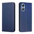 For OPPO A17 Carbon Fiber Texture Magnetic Flip Leather Phone Case(Blue) - 1