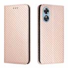 For OPPO A17 Carbon Fiber Texture Magnetic Flip Leather Phone Case(Rose Gold) - 1