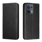 For OPPO Reno8 Carbon Fiber Texture Magnetic Flip Leather Phone Case(Black) - 1
