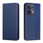 For OPPO Reno8 Carbon Fiber Texture Magnetic Flip Leather Phone Case(Blue) - 1