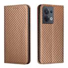 For OPPO Reno8 Carbon Fiber Texture Magnetic Flip Leather Phone Case(Brown) - 1