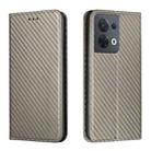 For OPPO Reno8 Carbon Fiber Texture Magnetic Flip Leather Phone Case(Grey) - 1