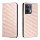 For OPPO Reno8 Carbon Fiber Texture Magnetic Flip Leather Phone Case(Rose Gold) - 1